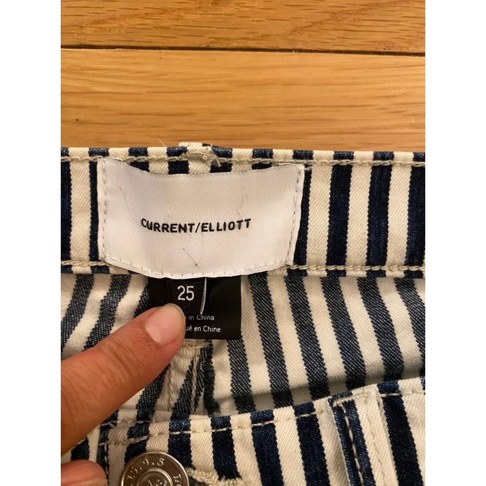 Current/Elliott Striped Ankle Skinny Jeans with Zipper Detail Size 25 - Picture 2 of 5